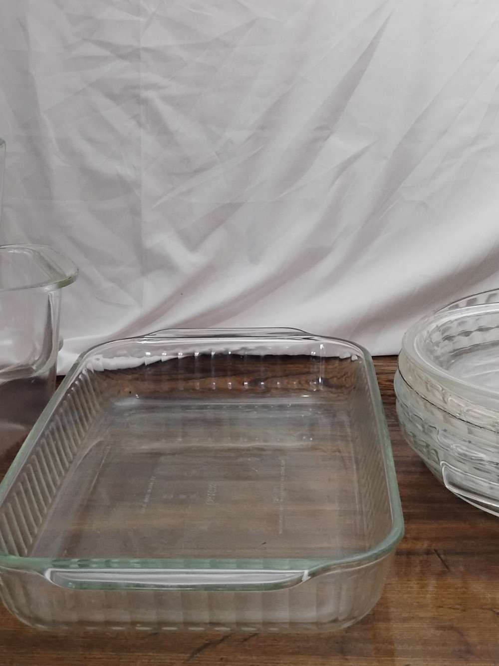 Pyrex Clear Glass Baking Dish Lot Rectangular, Loaf, And Pie Dishes